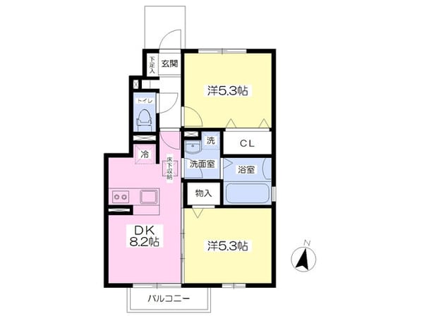 ユニティー咲田Ａの物件間取画像